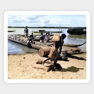 colorized vintage photo of suriname beach Sticker